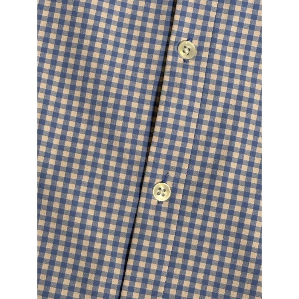 Mizzen Main Leeward Shirt Mens XL Blue Gingham Trim Fit Performance Stretch - Picture 4 of 15
